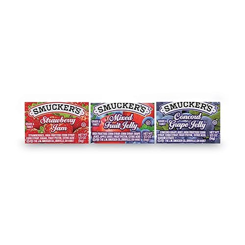 0.5 Ounce 200 Count Strawberry Jam and Grape Jelly Assortment O369