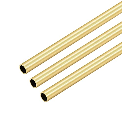Brass Round Tube 0.5mm Wall Thickness 300mm Length Metal Seamless Straight Pipe Tubing 3pcs S49442