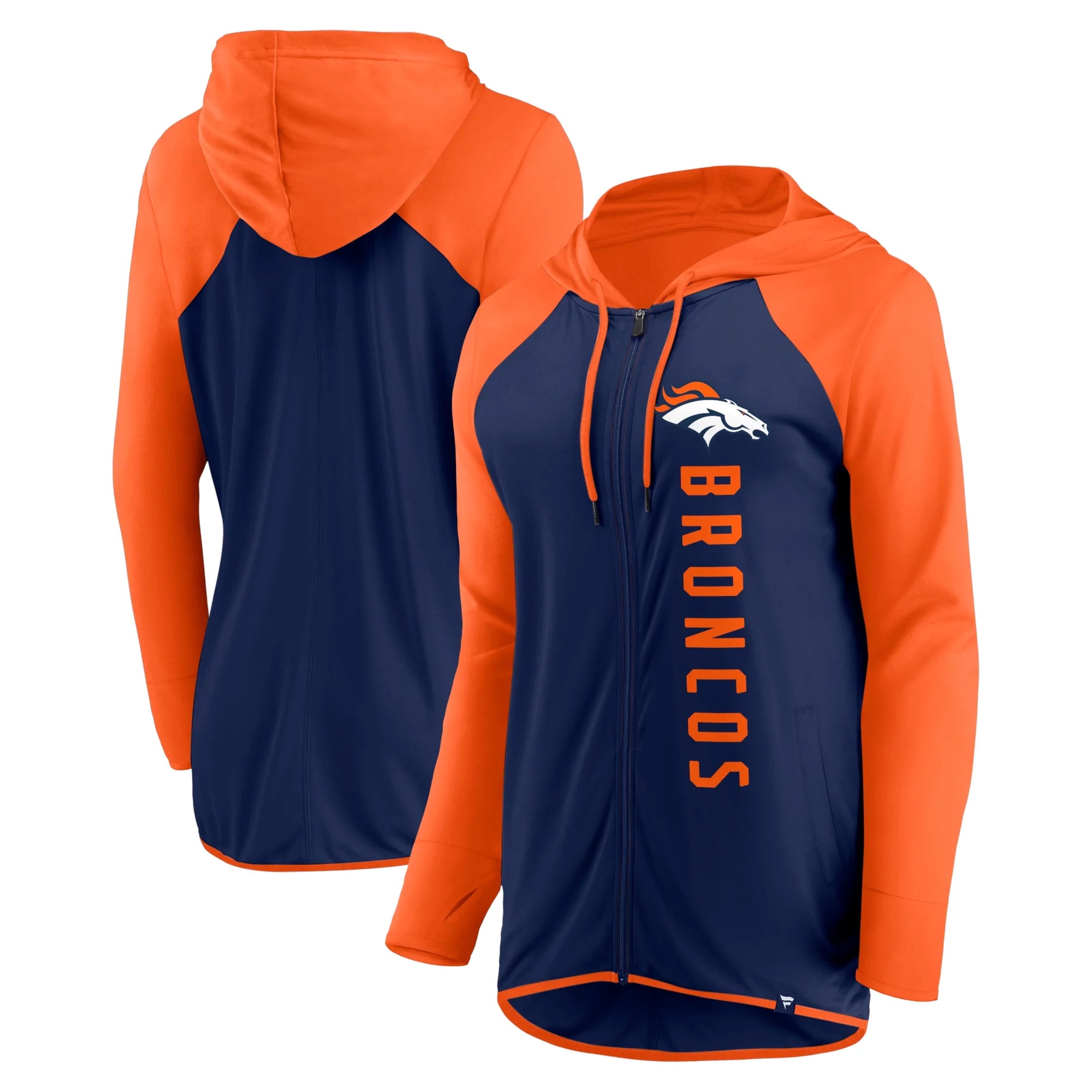 Navy Orange Denver Broncos Full-Zip Hoodie V565