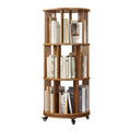 Walnut Solid Wood Rotating Bookshelf with Swivel Wheels O37649