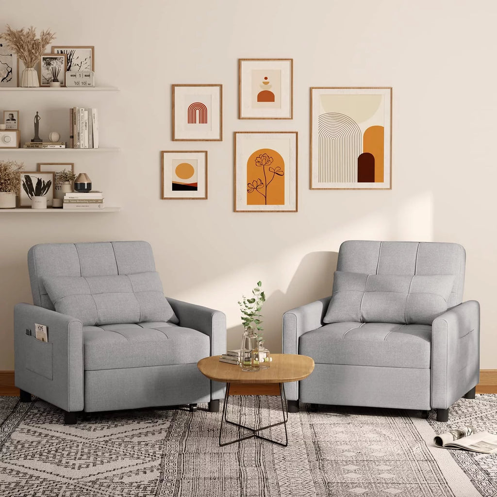 Grey Convertible Chair Single Bed U825966