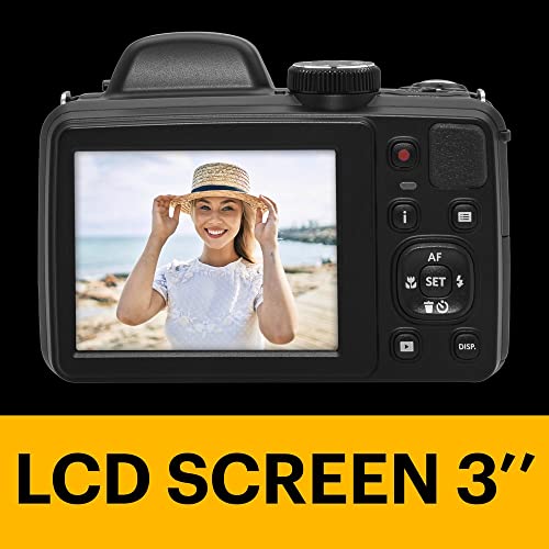 20MP Digital Camera 42X Optical Zoom 24mm Wide Angle Lens 1080P Full HD Video Optical Image Stabilization Li-Ion Battery 3" LCD Black Y987