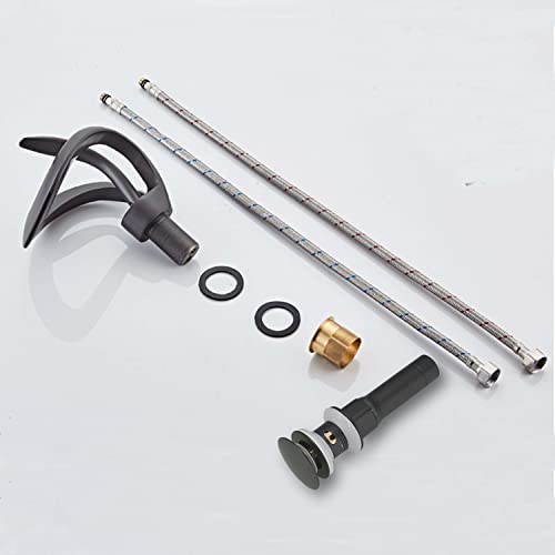 Black Solid Brass Single Handle 1-Hole Bathroom Vessel Sink Faucet H102826