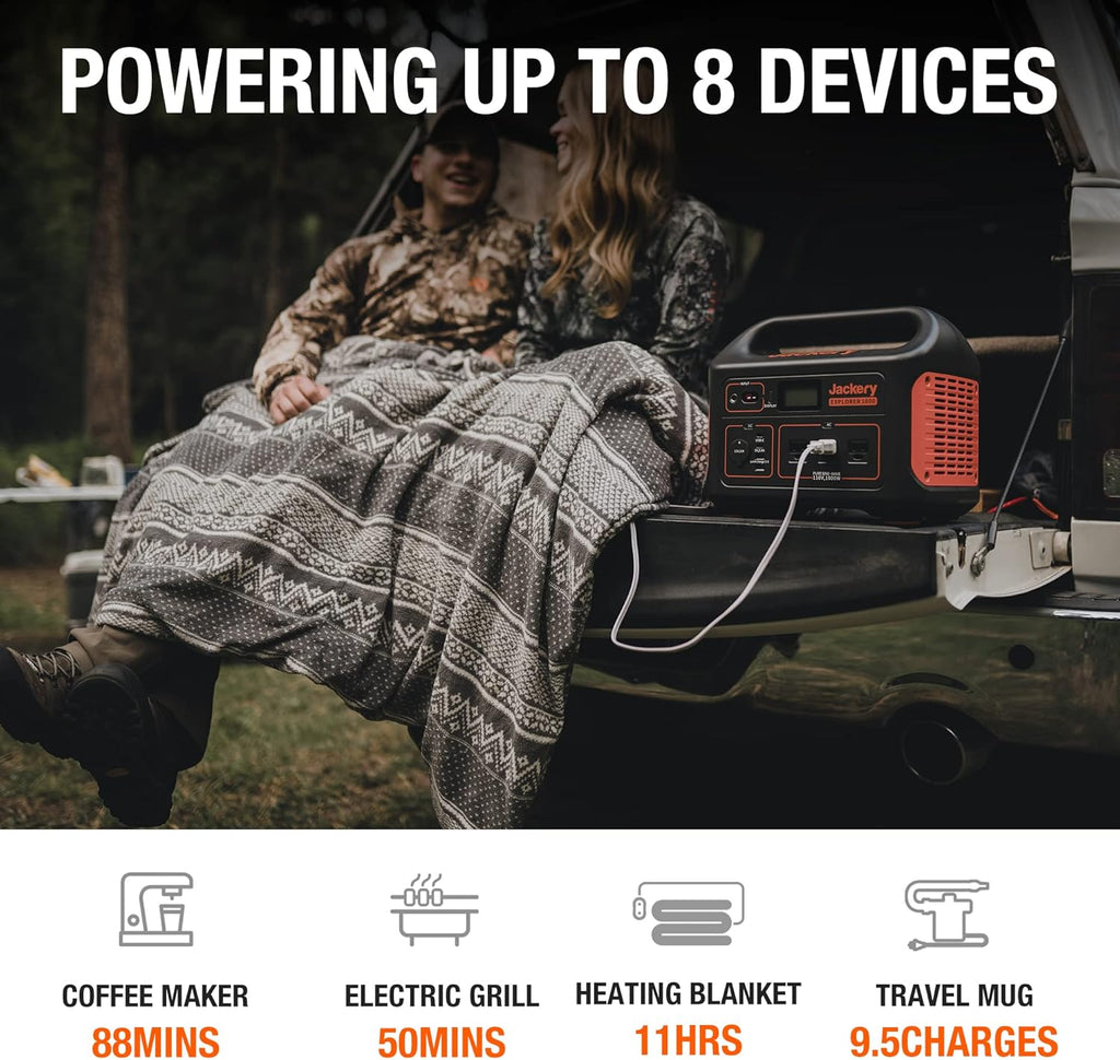 Solar Generator 1000 with 2X SolarSaga 100W and 3x110V/1000W AC Outlets Lithium Battery Pack H9673