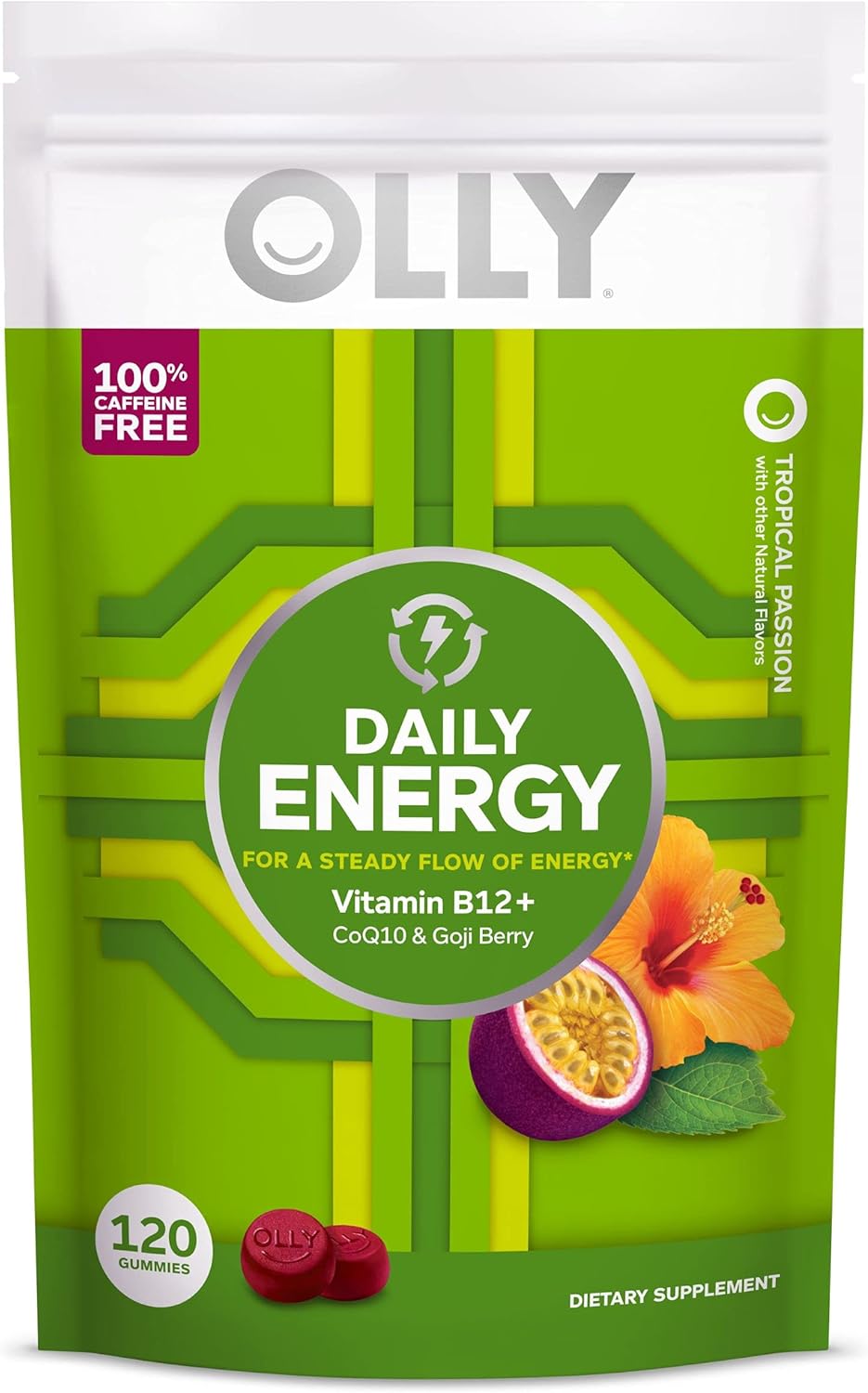 Caffeine Free Vitamin B12 CoQ10 Goji Berry Chewable Supplement - 120 Count X2742