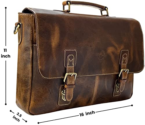 Full Grain Leather Laptop Messenger Bag R9066