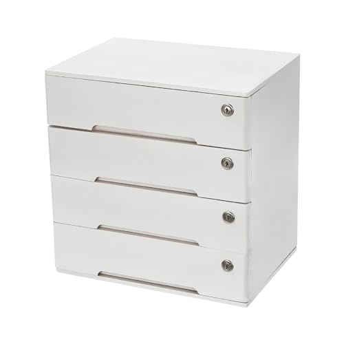 4 Drawers Wood Storage Box with Lockable Drawers X3689