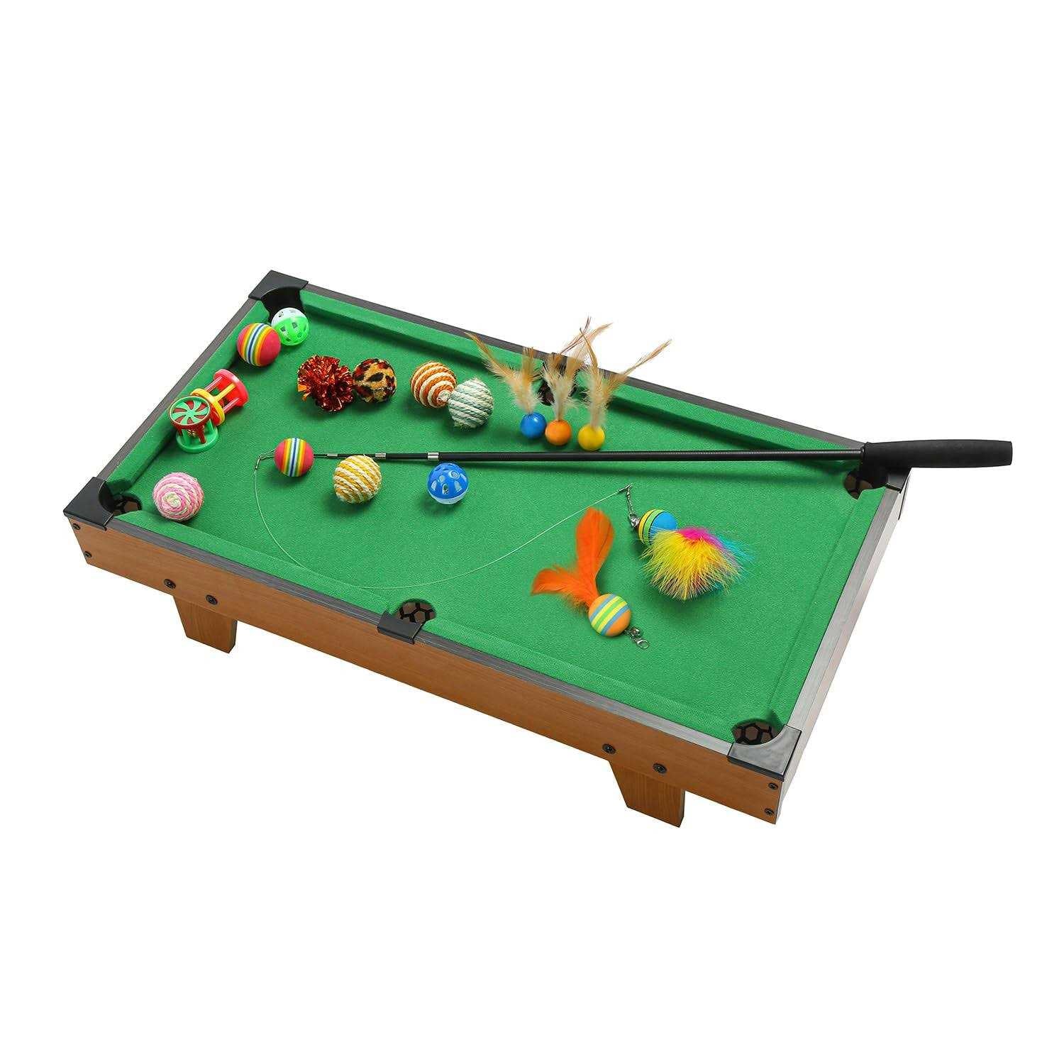 Mini Pool Table for Cat with Interactive Cat Feather Teaser D478070