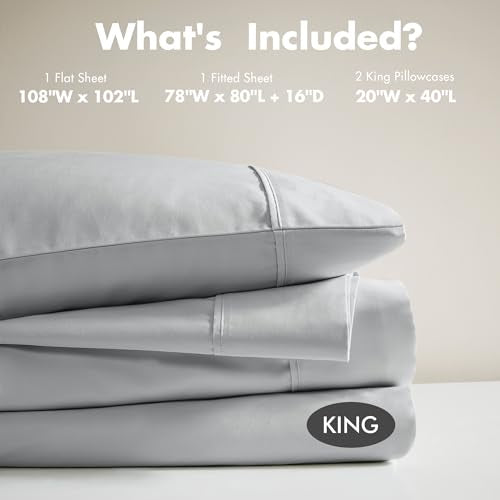 Queen Grey 4 Piece 100% Cotton Sheet Set I260