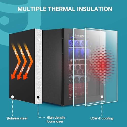 100 Can Beverage Refrigerator Mini Fridge with Glass Door, 2.7 cu.ft M836