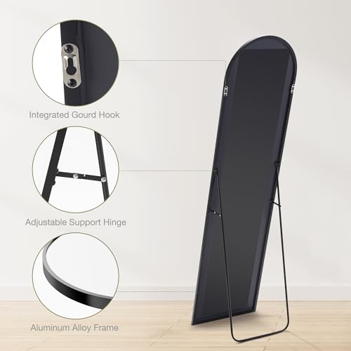64"x21" Arched Full Length Mirror with Aluminum Alloy Thin Frame R4465