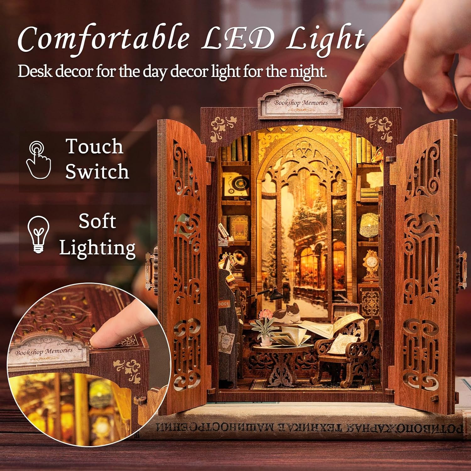 3D Wooden Puzzle Dollhouse Booknook Library Model U2911
