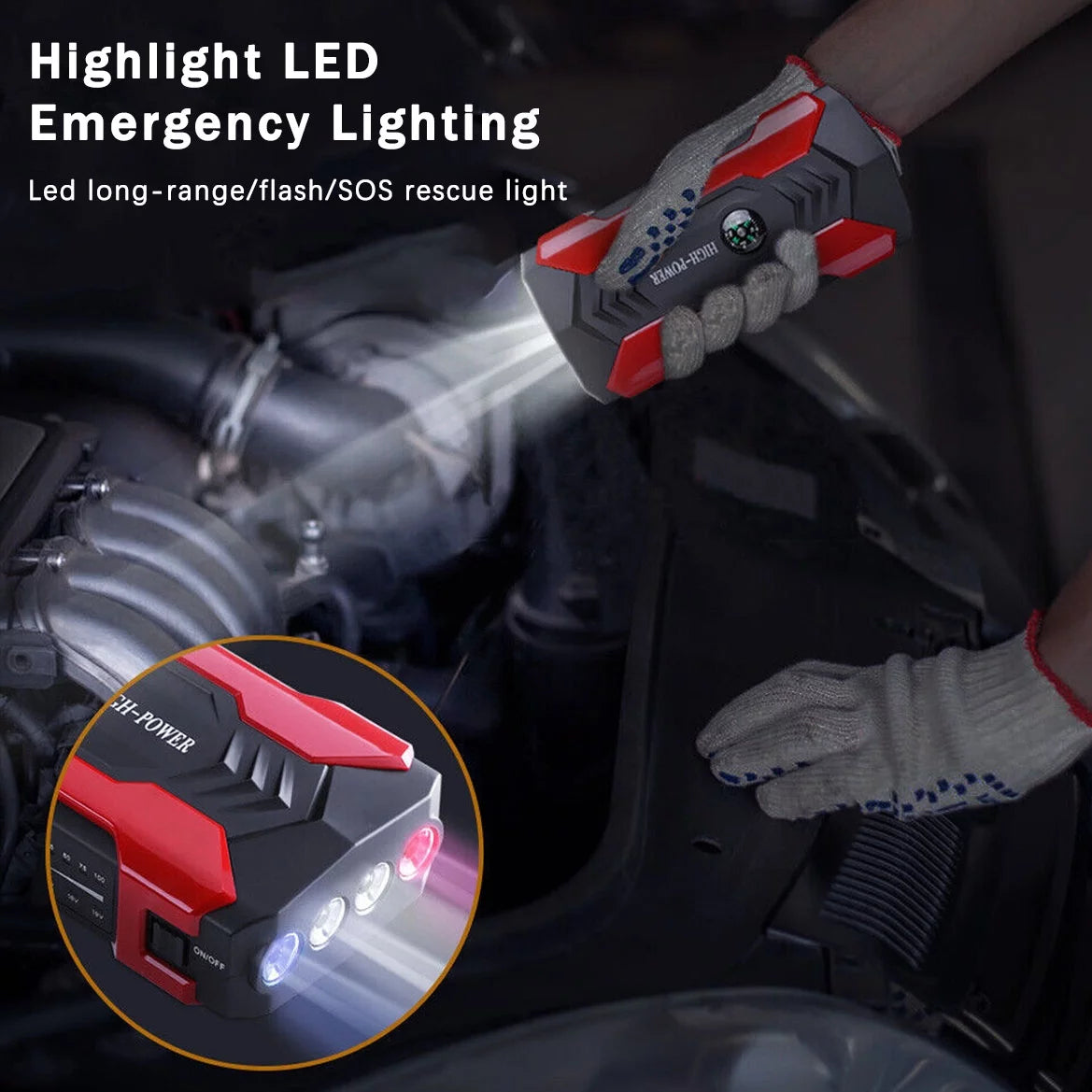 99800mAh Battery Jump Starter with 4 USB Ports and LED Flashlight J475588