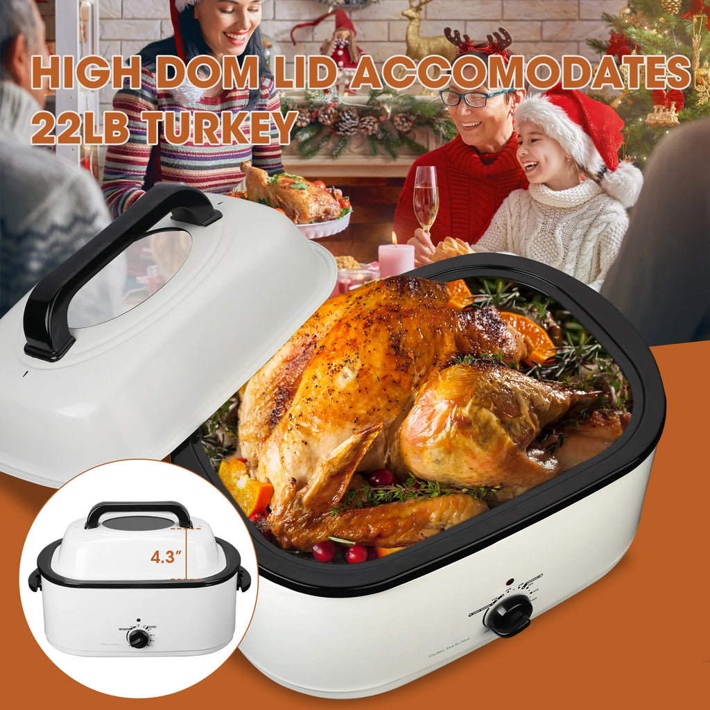 White 26 Quart Stainless Steel Electric Roaster Oven U627667