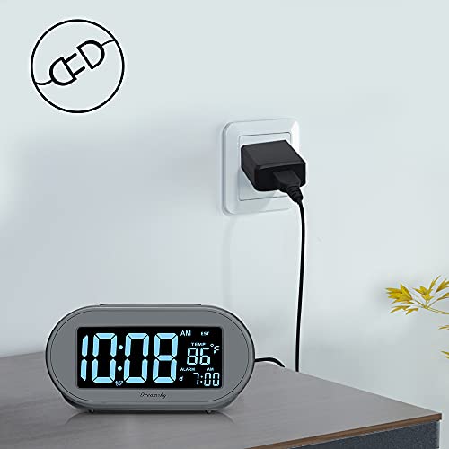 Auto Set Digital Desk Clock with Dimmable Brightness Dimmer, USB Port, Date, Temperature, Snooze P572143