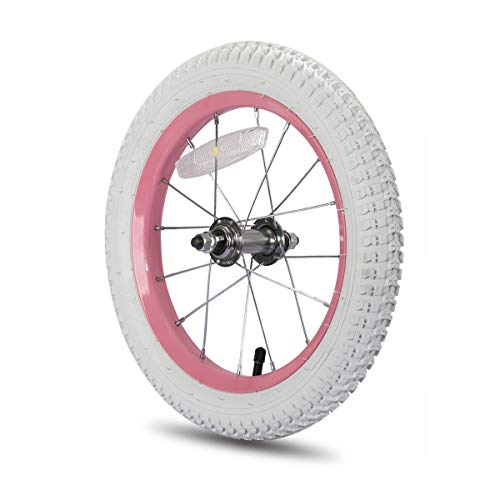 12 14 16 18 Inch Kids Bike Front Wheels with Solid Rubber Tire and Inner Tube, Black & White B512189