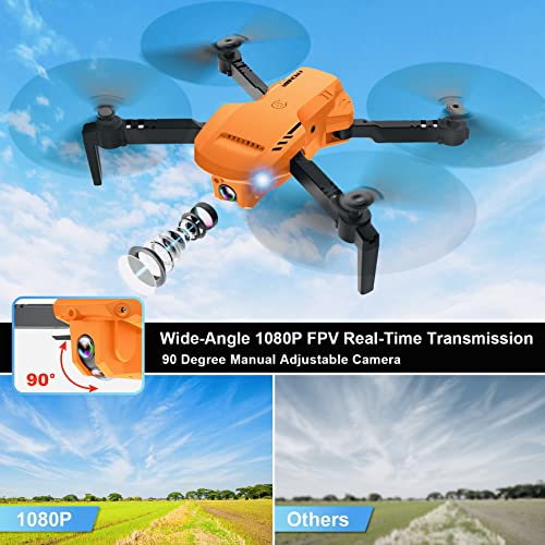 Drone with Camera 1080P HD, FPV Foldable Drone with Carrying Case, 2 Batteries, 90° Adjustable Lens Q115