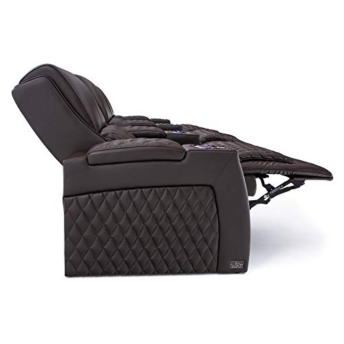 Top Grain Leather Power Recliner with Power Headrests and Power Lumbar (Row of 2, Brown) U3089