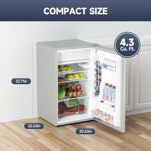 4.3 Cu.Ft Mini Fridge with Freezer, Single Door, Black H3725