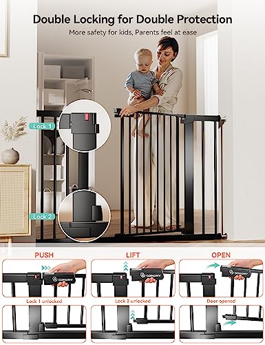 Black Extra Tall Baby Gate for Stairs Doorways C72642