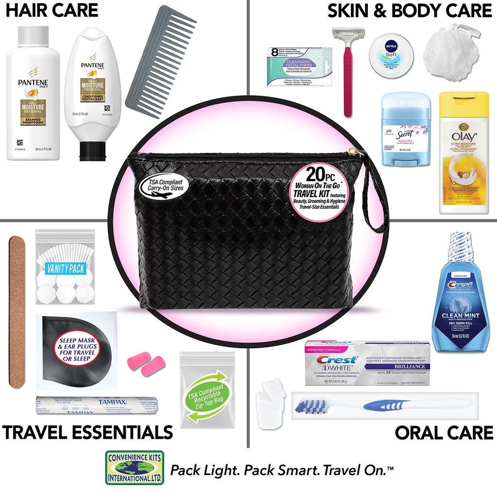 20-Piece Travel Size TSA Compliant Cosmetic Bag Kit G67193
