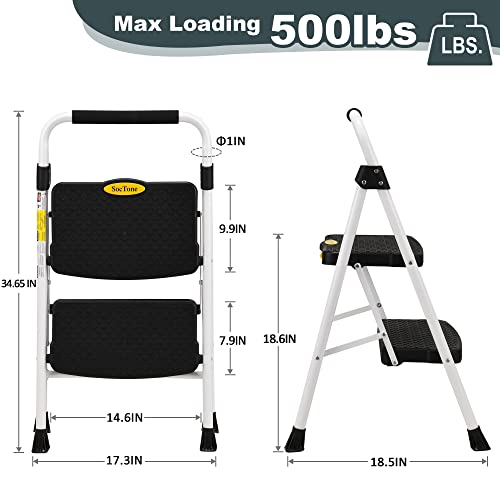 White 3 Step Folding Steel Ladder F1280