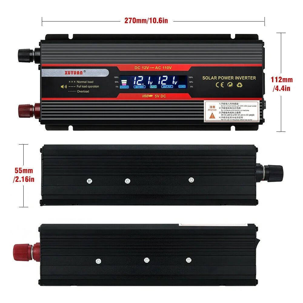 6000W Power Inverter DC 12V to 110V AC with USB Ports F5557