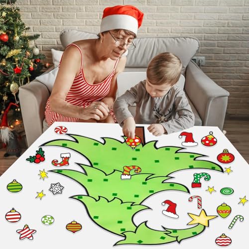 Felt Christmas Tree Ornaments Wall Hanging Xmas Tree Crafts Kit 30 Ornaments 3.12 FT A69845