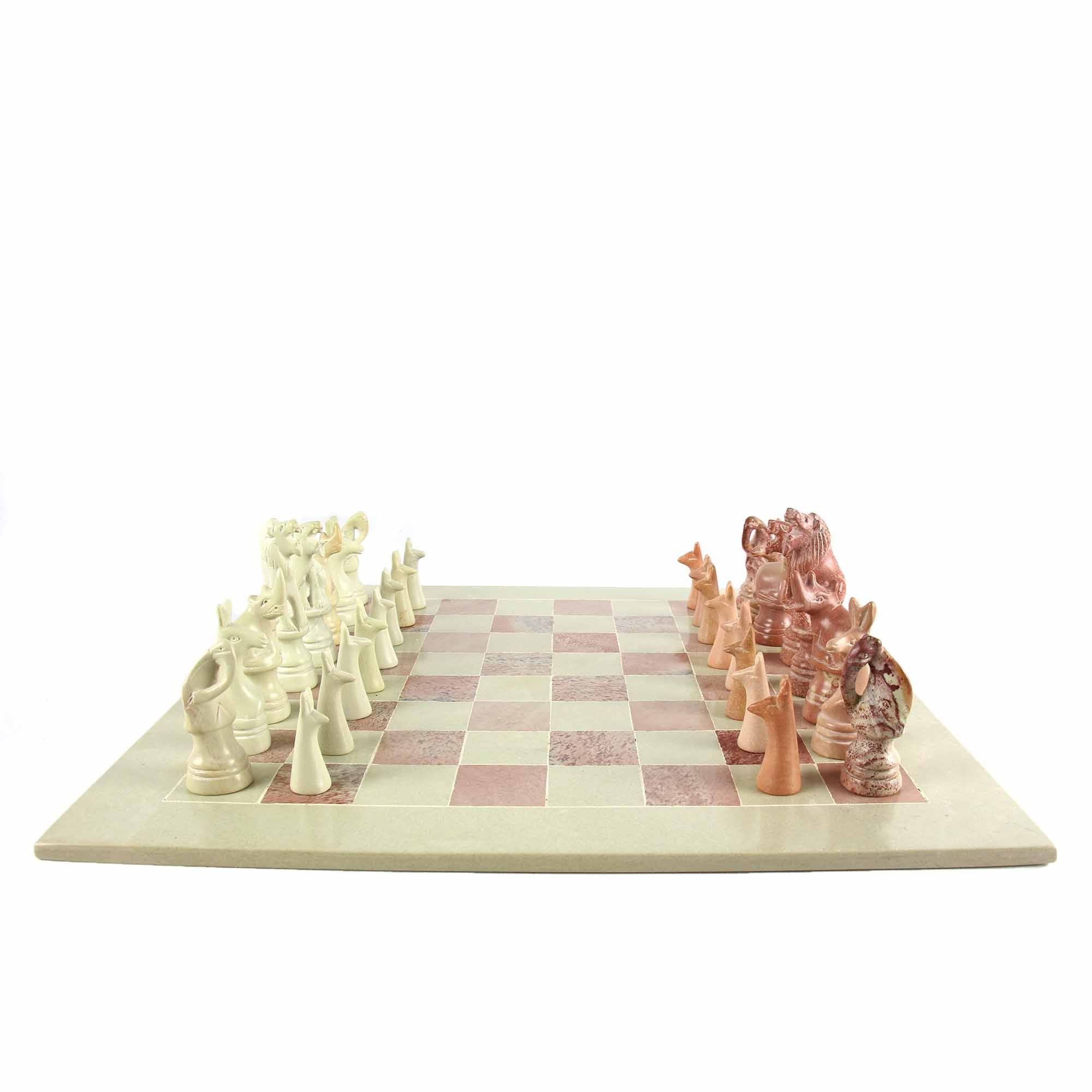Hand Carved Soapstone Chess Set C64218