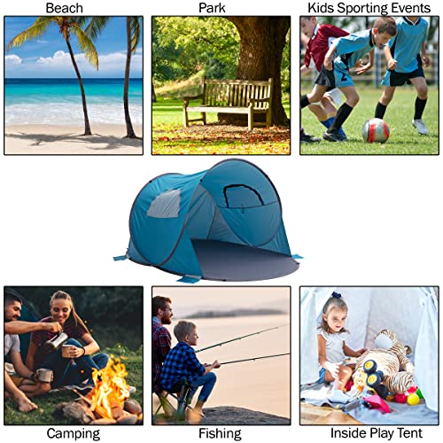 Blue Pop Up Beach Tent Sun Shelter with UV Protection V532750