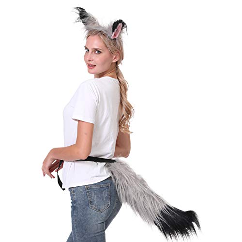 Plush Tail and Ears Faux Fur Animal Fox Wolf Costume Kit I614