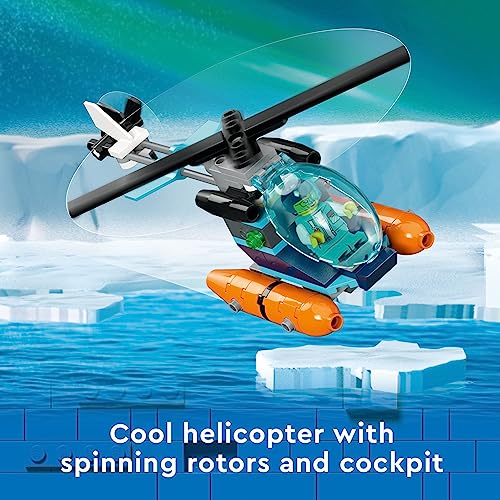 LEGO City Arctic Explorer Ship Building Toy Set with Floatable Boat, Helicopter, Dinghy, ROV Sub, Viking Shipwreck, 7 Minifigures and Orca E9418