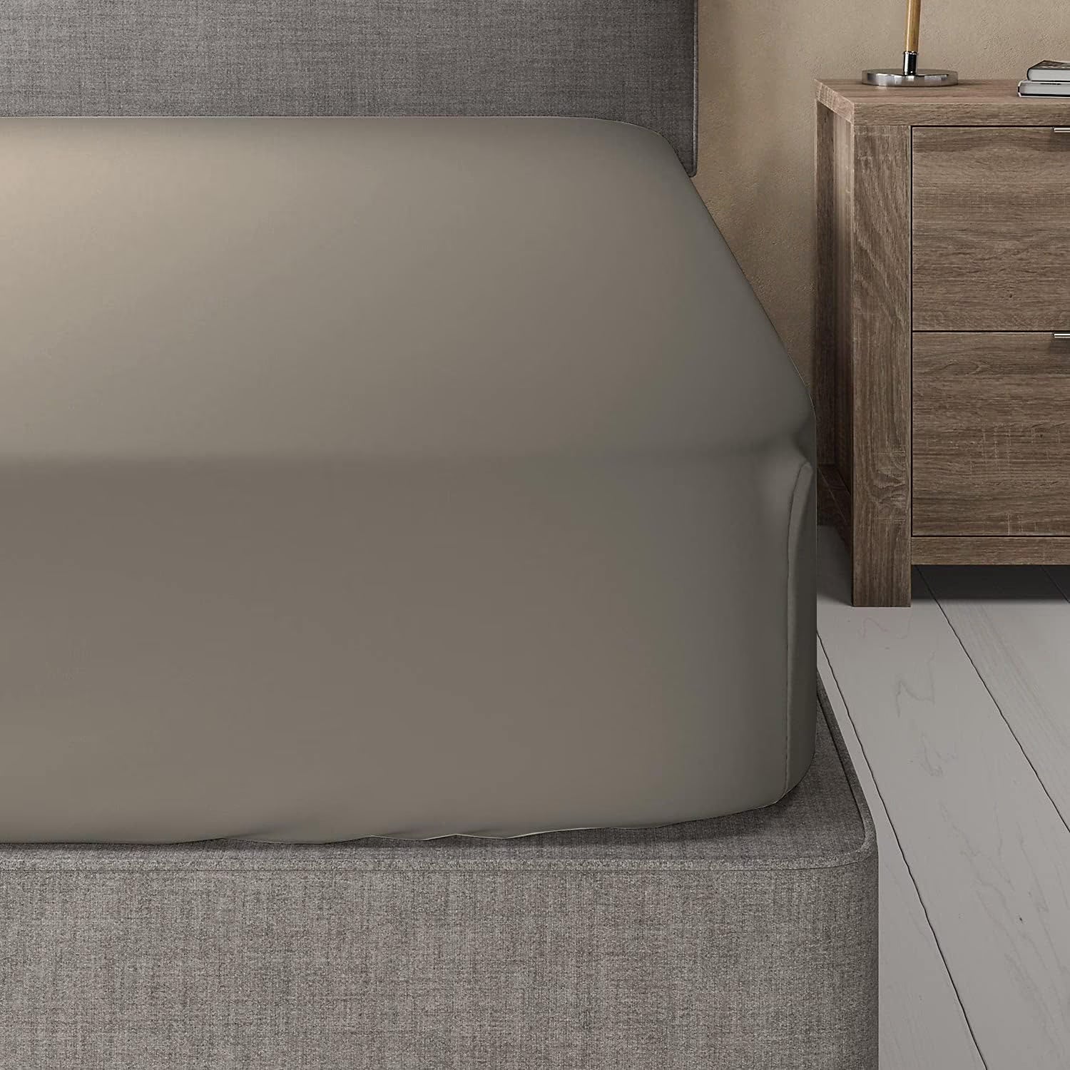 Viscose from Bamboo-Cotton Blended Fitted Sheet, Full, Solid Grey, 16-Inch Deep Pocket P15734