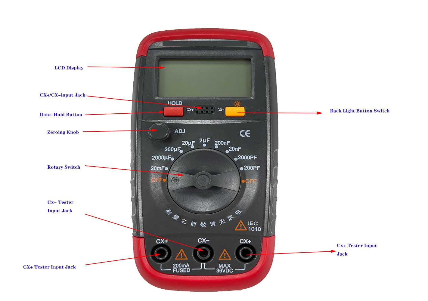 Handheld Digital Capacitor Tester with LCD Display P50910