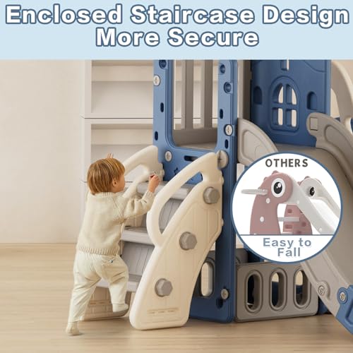 Gray 6 in 1 Toddler Slide and Swing Set E5052