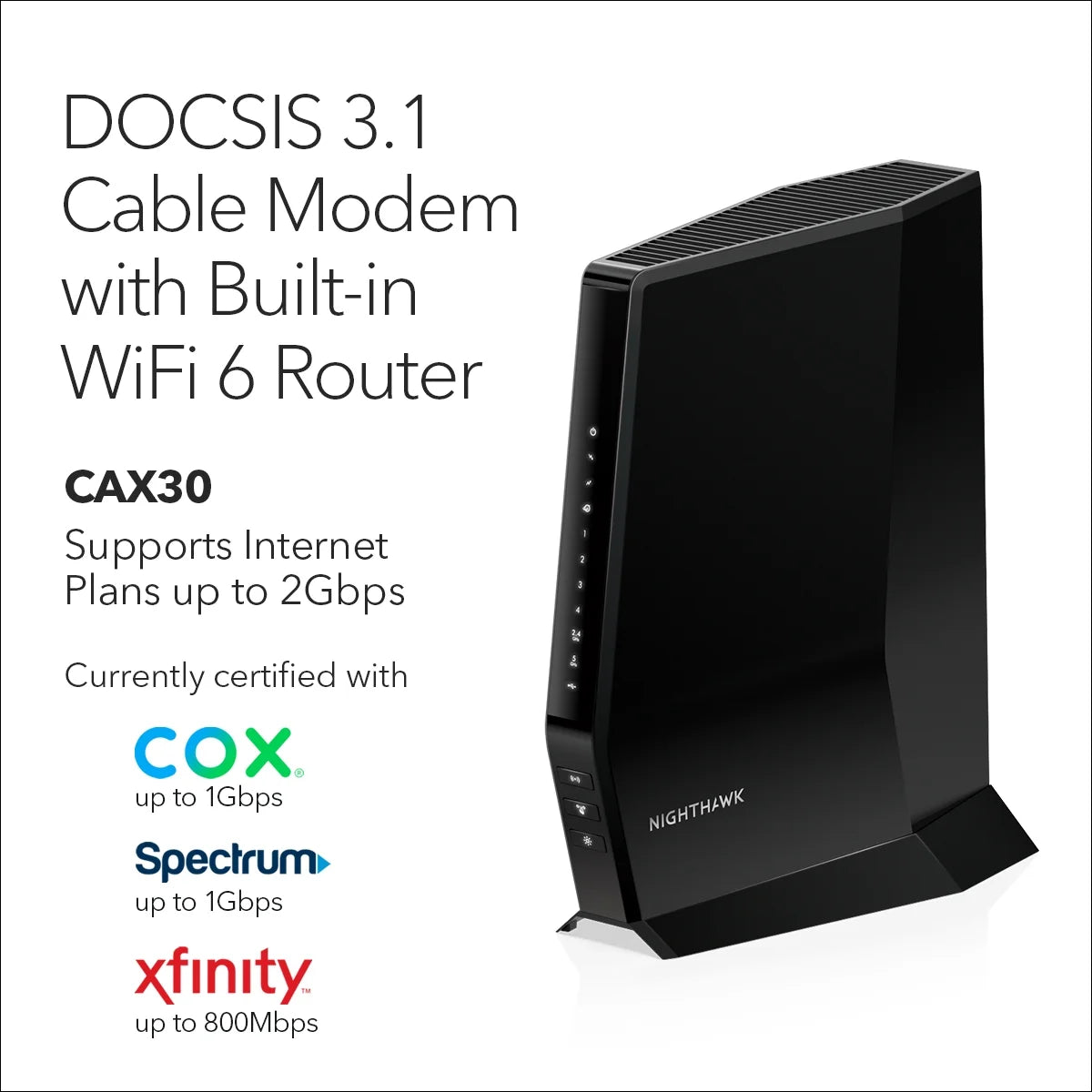 AX 6-Stream WiFi 6 DOCSIS 3.1 Cable Modem Router J70345