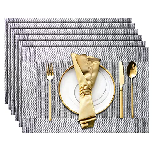 Placemats Set of 6 Heat Resistant Woven PVC Placemats I5229