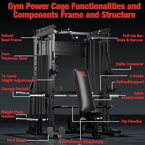 Multi-Function Smith Machine with Cable Crossover System Y147209