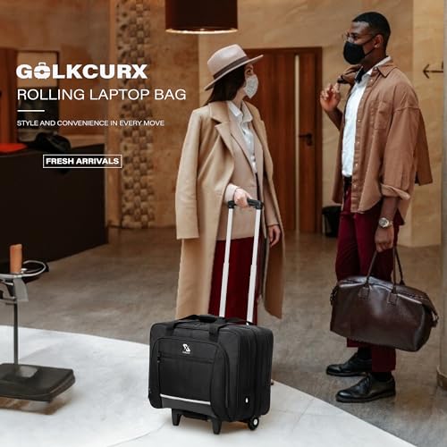 Black Rolling Laptop Bag with Wheels E409