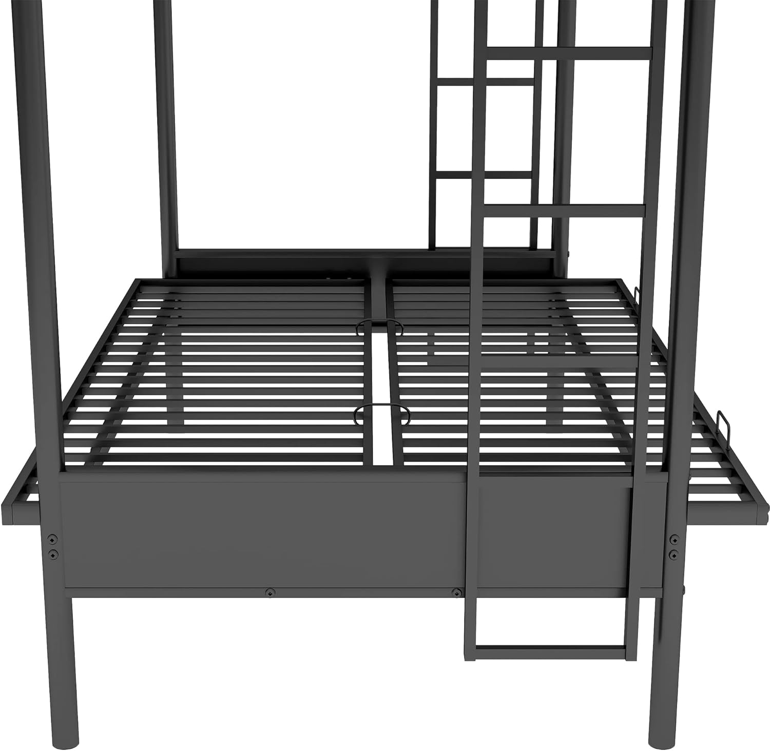 Twin Over Futon Full Bunk Bed with Metal Frame Black V3967