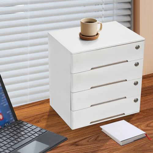 4 Drawers Wood Storage Box with Lockable Drawers X3689