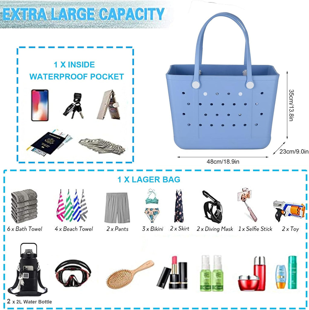 Large Rubber Beach Bag Tote F2124
