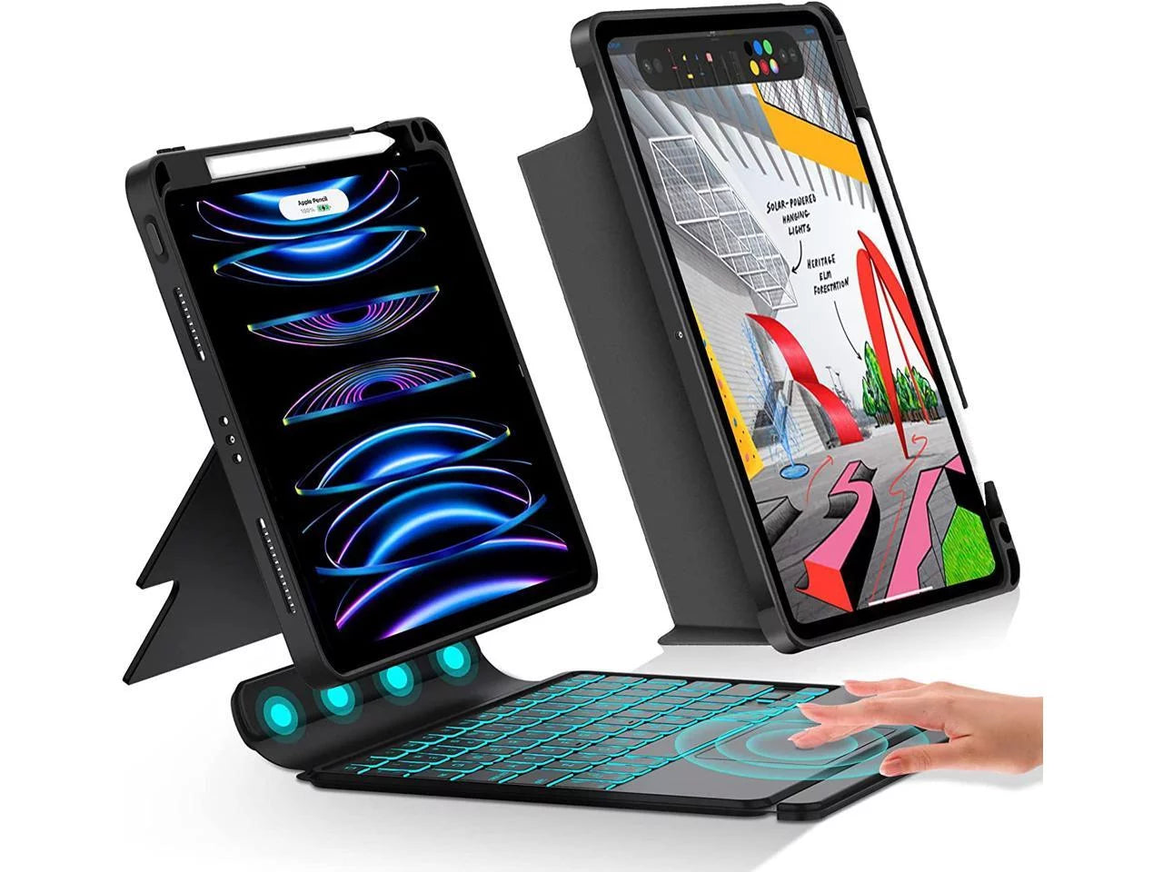 Magnetic Keyboard Case for iPad Pro 11 inch 4th 3rd 2nd 1st Gen 2022 2021 2020 2018, iPad Air 5 Air 4 10.9 2022 2020 with Pencil Holder, Backlit, Trackpad L7198