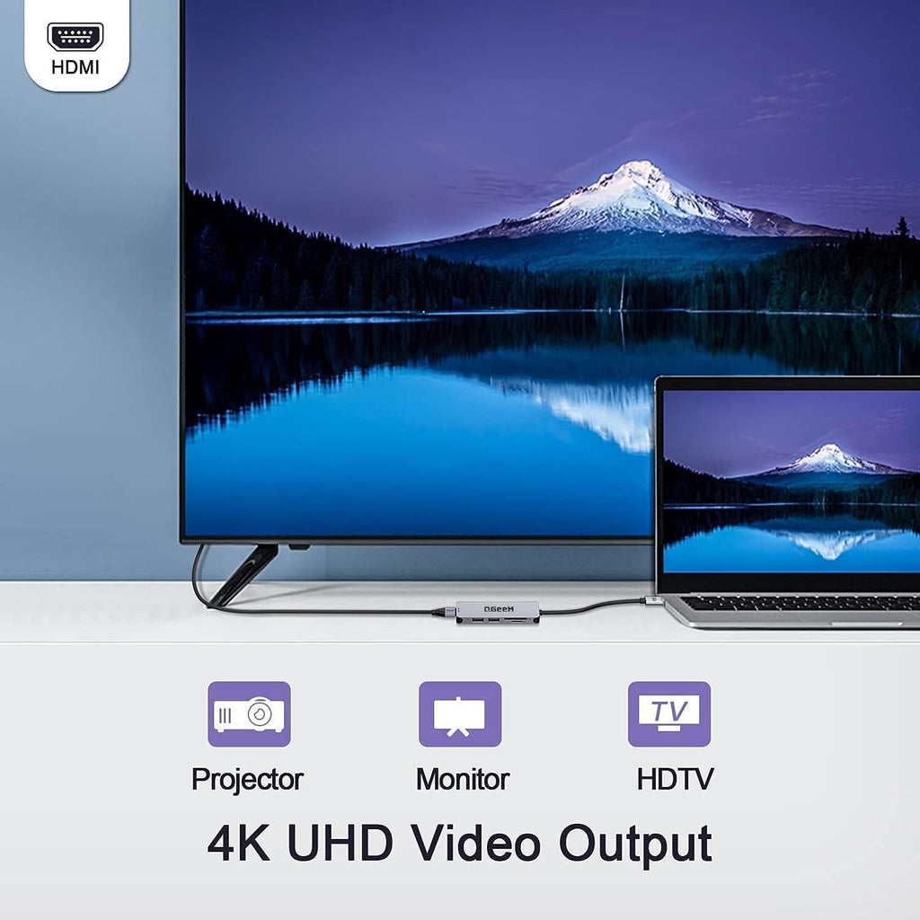 5 in 1 USB C to HDMI Adapter with 4K HDMI Output, USB 3.0, SD/TF Card Reader V6357