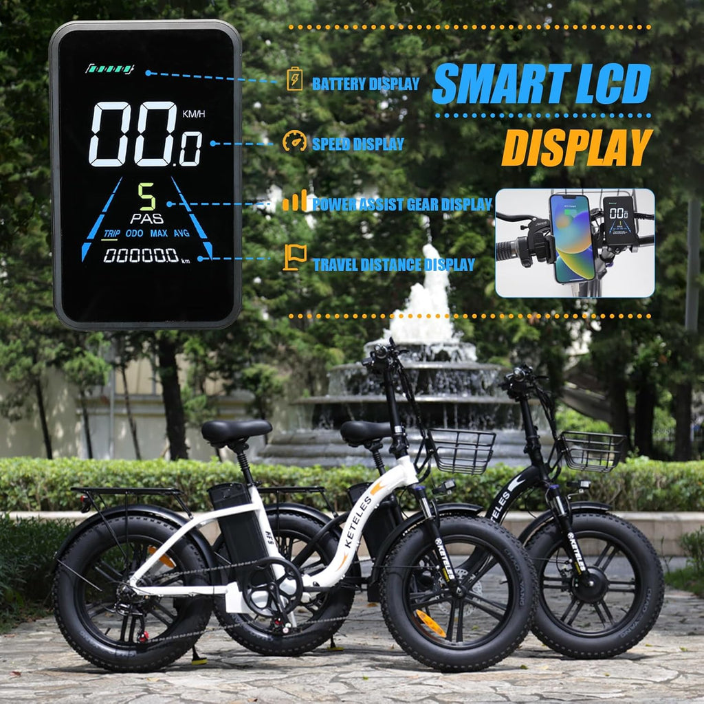 2000W Folding Electric Bike with 48V 23AH Removable Battery 20''x 4.0 Fat Tire A298