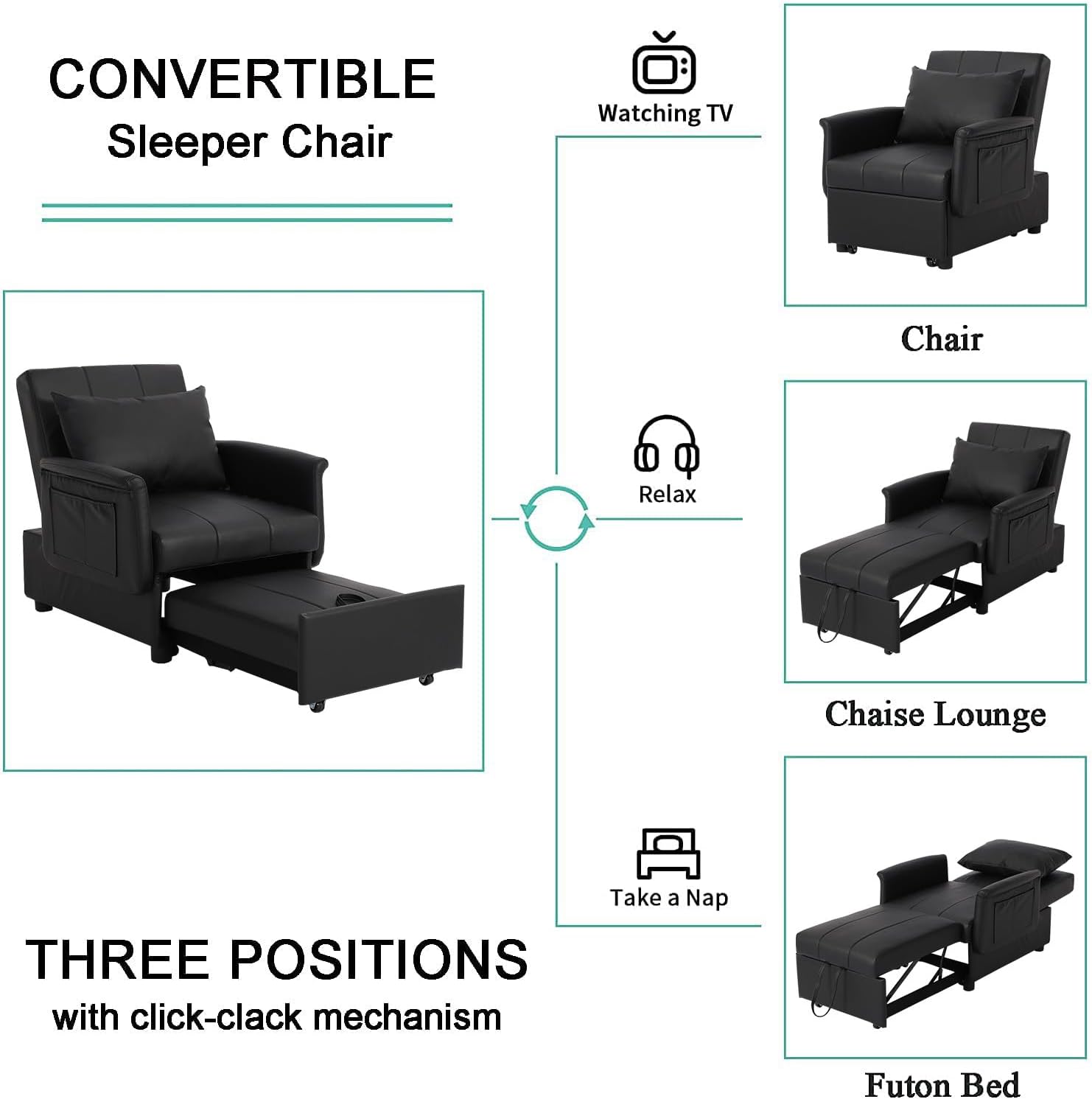 3 in 1 Folding Sofa Bed Chair P82218