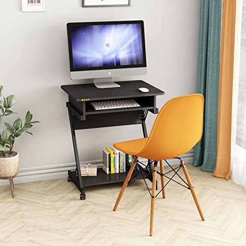 Brown Rolling Computer Desk with Keyboard Tray B18346