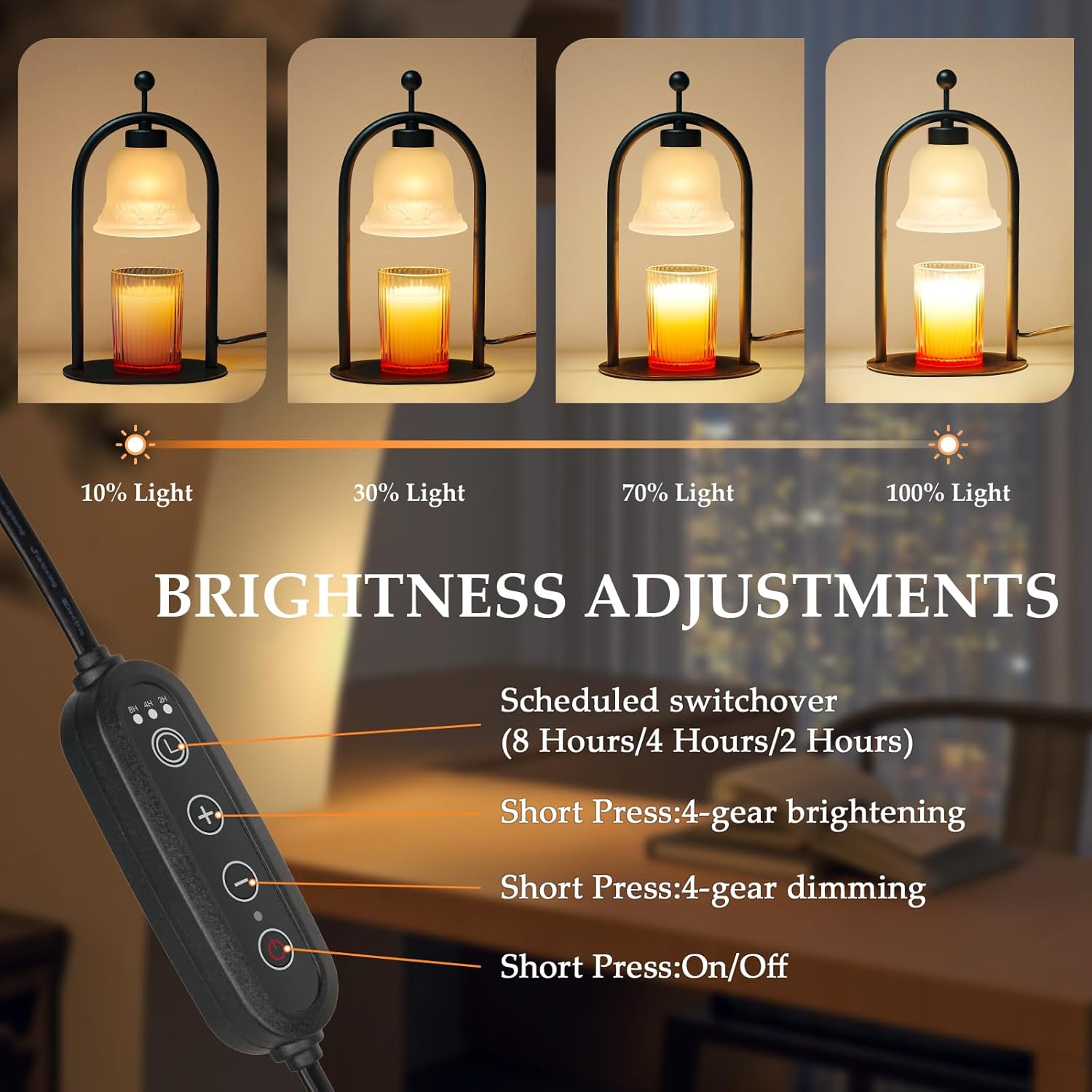 Candle Warmer Lamp with Timer, 2 Bulbs, Dimmable B28729