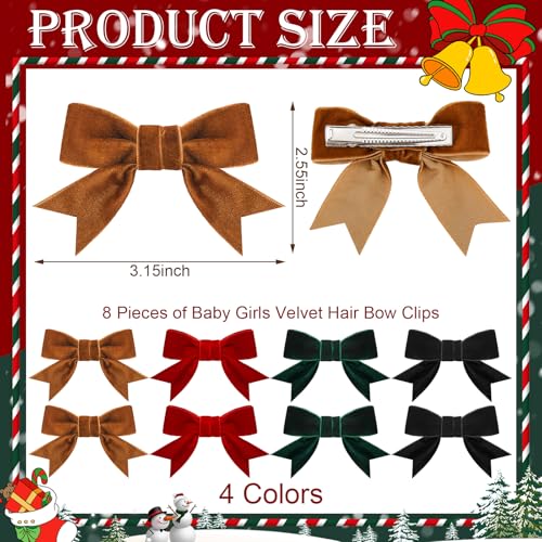 8 Pcs Velvet Hair Bows with Alligator Clips T67063