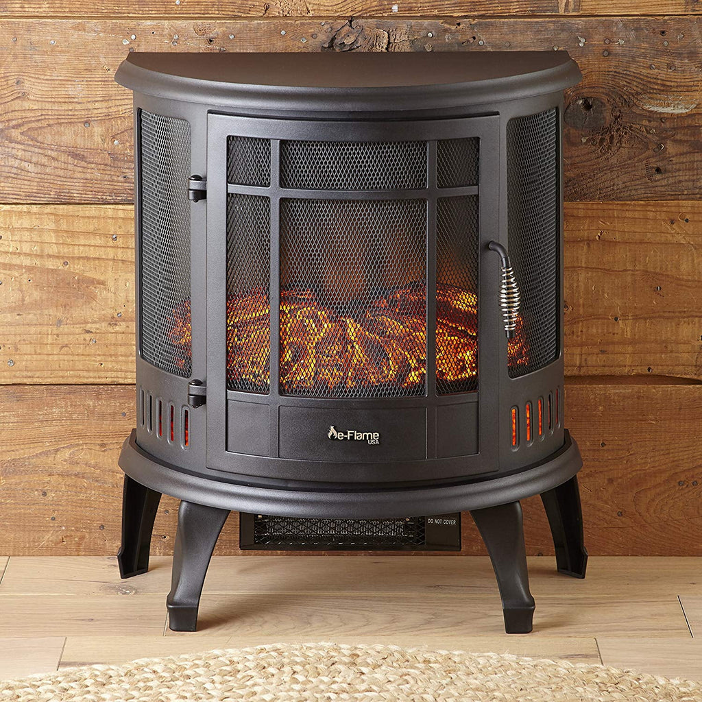 Black Free Standing Electric Fireplace Stove J64465
